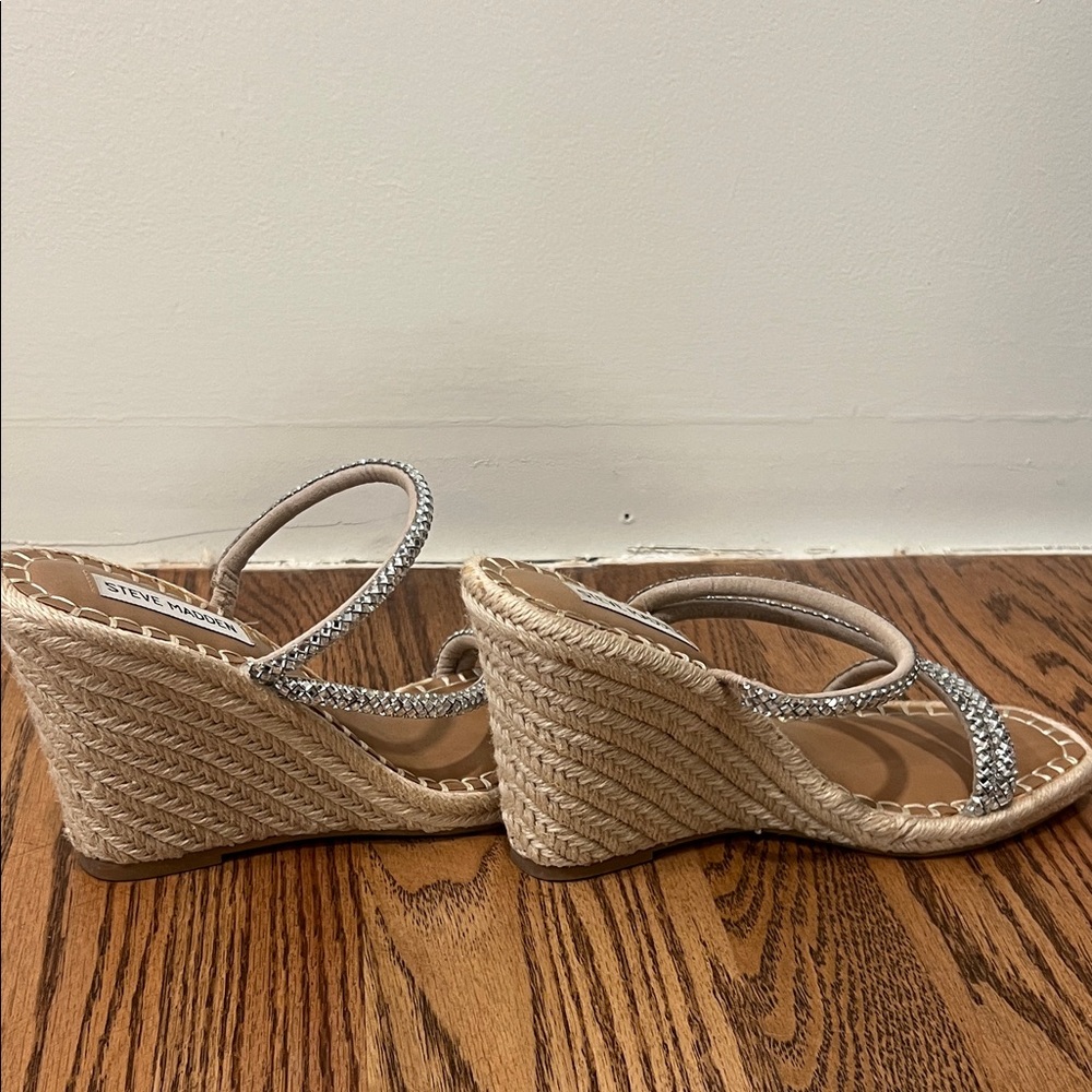 *Worn Once* Steve Madden Glittering Silver Wedges - Picture 2 of 4